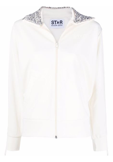 White crystal-embellished zipped sweatshirt - women GOLDEN GOOSE | GWP00875P00082781361